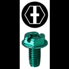 Ground Machine Screw, 3/8 in. length, 5/16 in. Size, Steel material, Green Zinc Plated Finish, Hex, Phillips, Slotted, Square drive, #10 thread diameter, 32 thread count